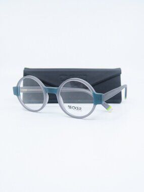 Becker BL 2835 C4 47mm Gray & Blue, Round Trendy Fashion Italian New Eyeglasses.